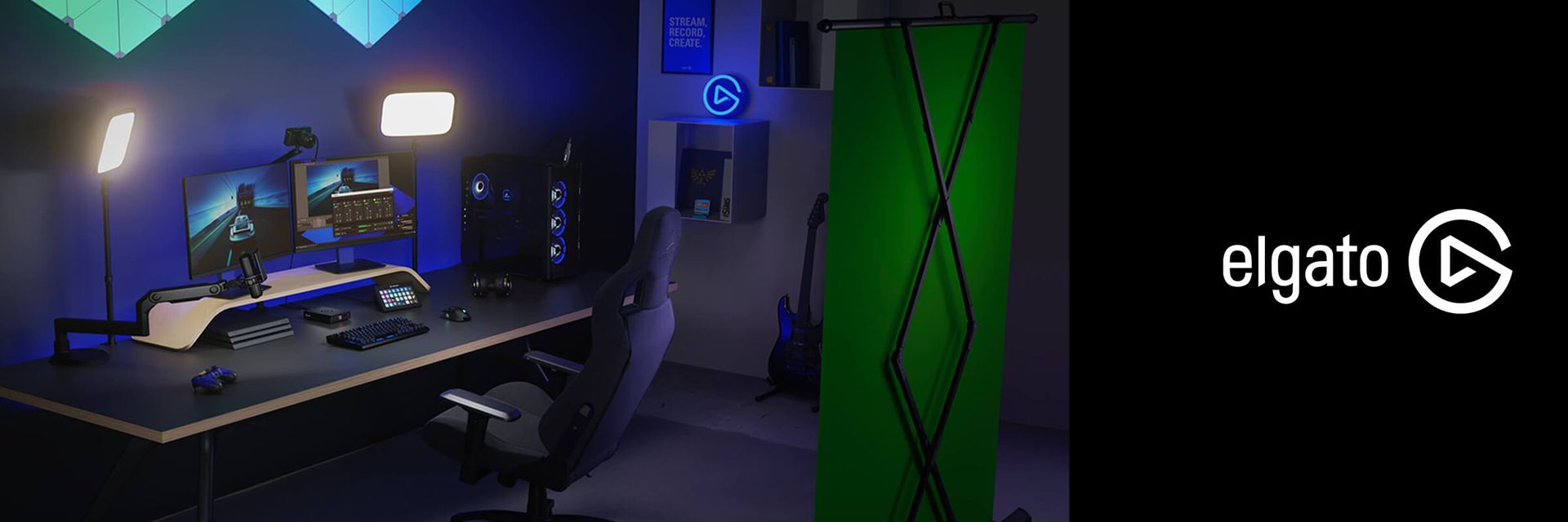 studio de streaming et logo de la marque elgato