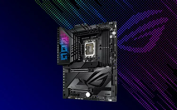 carte mère gaming asus rog pour configuration pc gamer haute performance compatible processeurs intel et mémoire ddr5