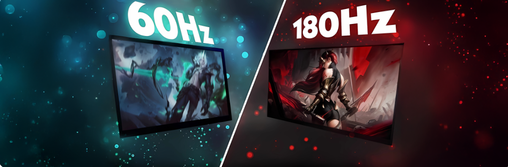 Comparaison visuelle du taux de rafraîchissement entre 60Hz et 180Hz pour choisir un écran fluide avec votre PC gamer FlowUP