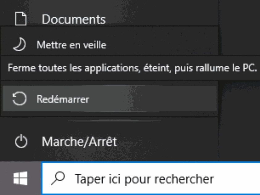 redémarrer l'ordinateur