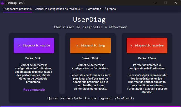 Userdiag diagnostic