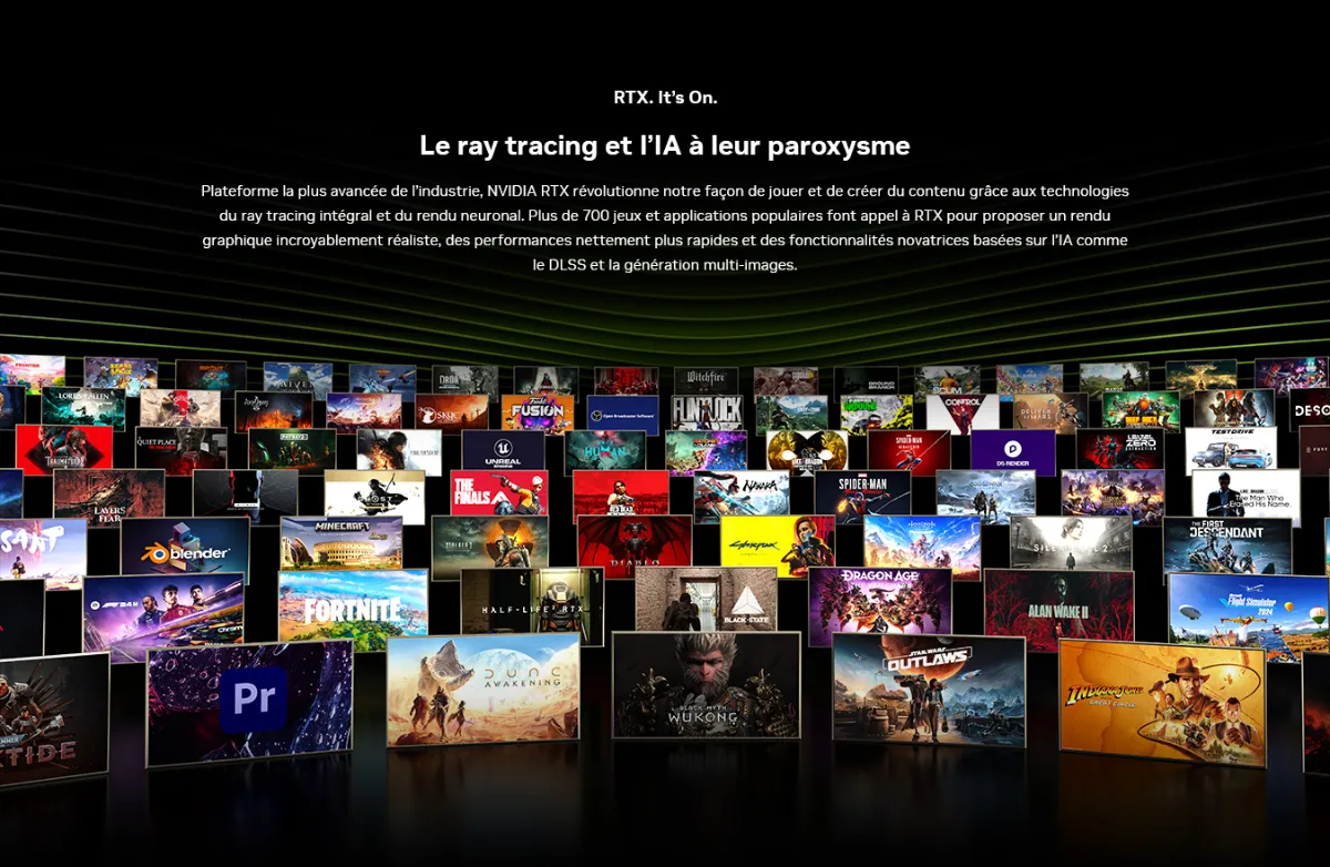 NVIDIA visual of games that support ray tracing and DLSS on RTX 5060