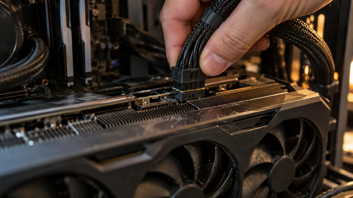 16-pins voedingsconnector aangesloten op een grafische kaart