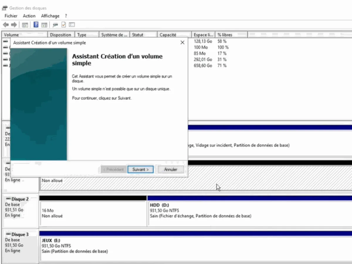 Windows New Simple Volume wizard