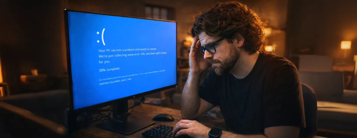Écran bleu Windows sur un PC gaming