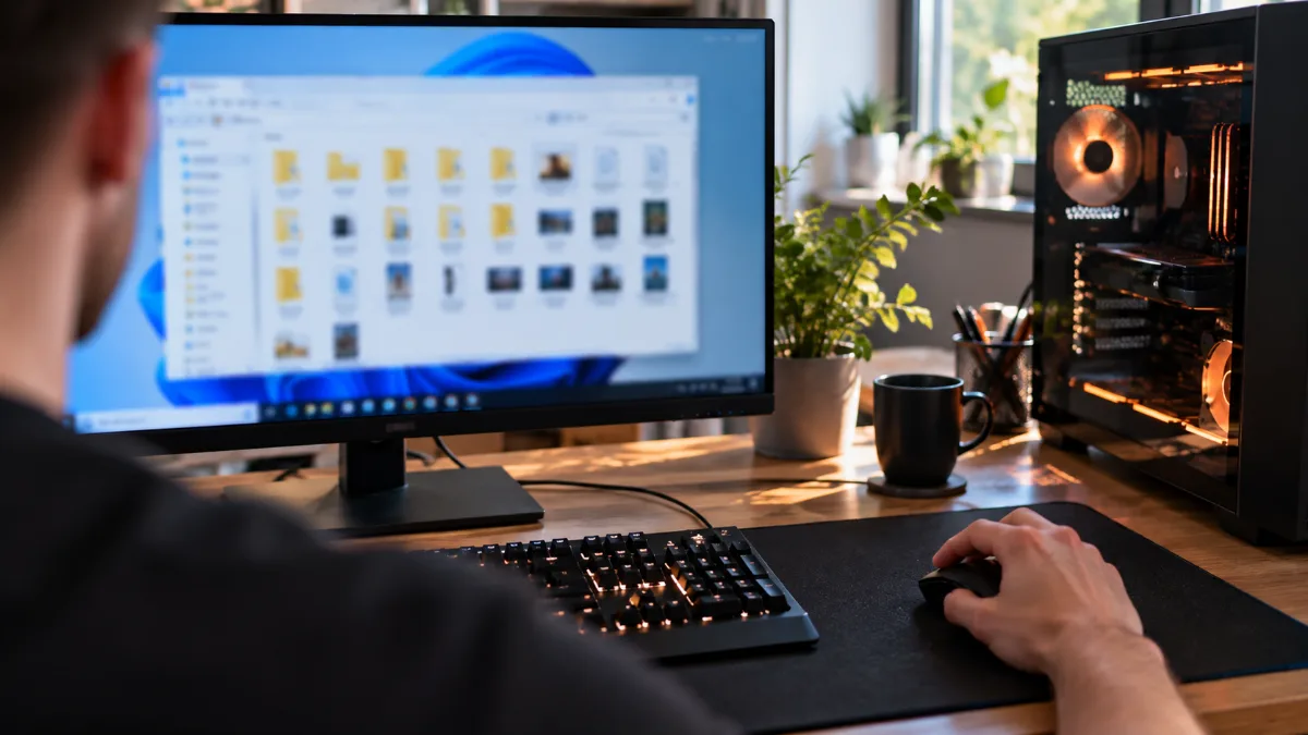 User tidying up their folders on a gaming PC