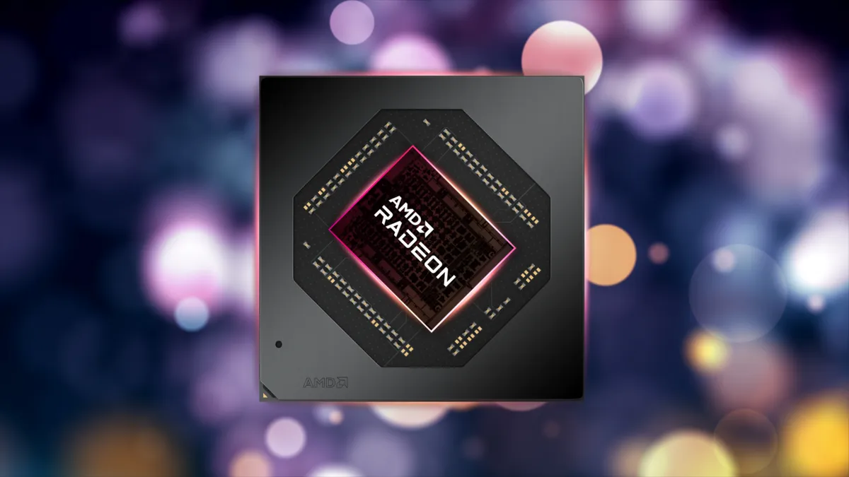 Puce graphique AMD sur fond coloré