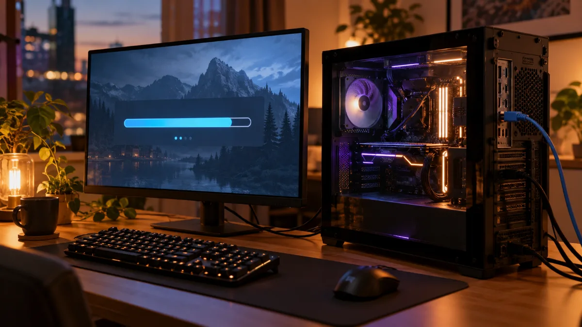 Gaming PC connected via Ethernet while a game is downloading
