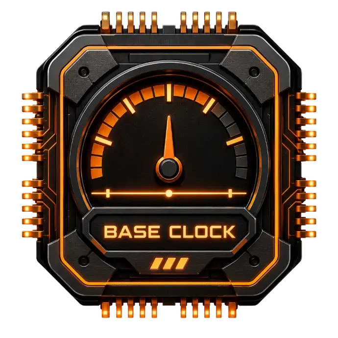 Illustration of a counter showing a processor’s base frequency