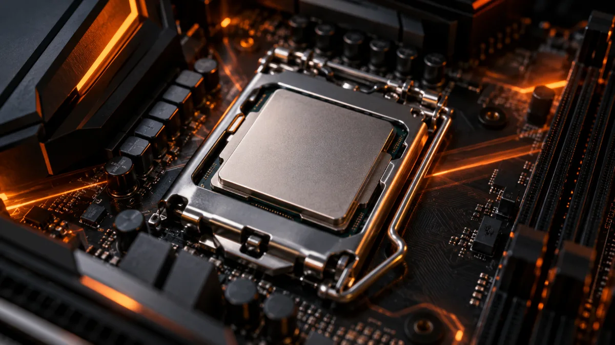 Processor installed in the socket of a gaming motherboard