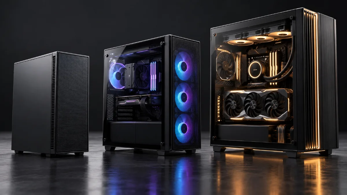 Drie gaming-pc’s naast elkaar, van instapniveau tot high-end