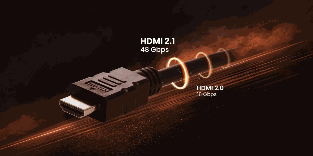 HDMI 2.1-kabel van 48 Gbit/s vergeleken met een HDMI 2.0-kabel van 18 Gbit/s