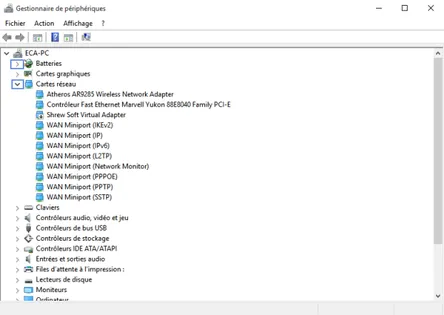 Gestionnaire de périphériques de Windows