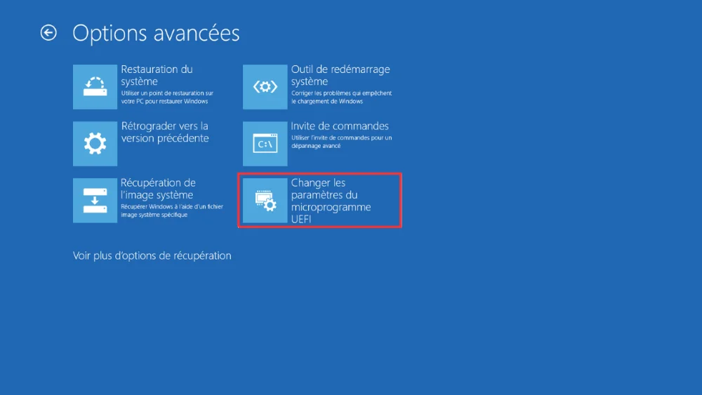 Wijzig de UEFI-firmware-instellingen Geavanceerde opties van Windows: UEFI-firmware-instellingen wijzigen