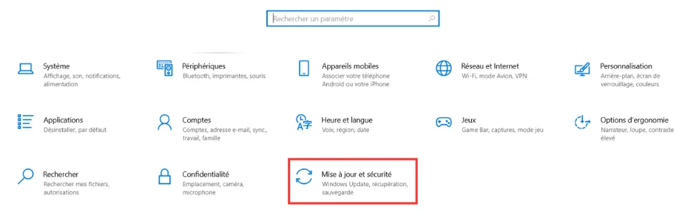 Selecteer Bijwerken en beveiliging Windows-instellingen: Bijwerken en beveiliging
