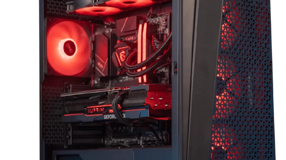 PC gamer Powered by MSI avec ventilateurs RGB rouges