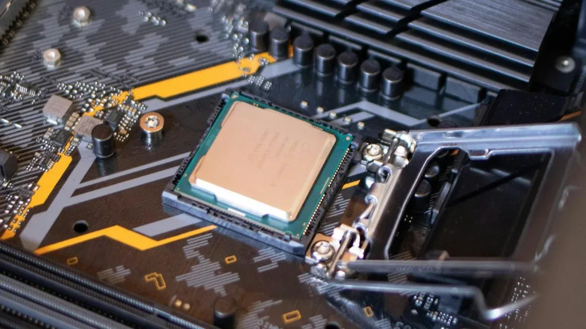 Intel processor installed in the LGA1700 socket of a motherboard