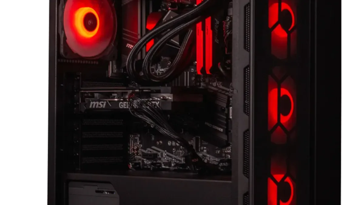 PC gamer Powered by MSI avec ventilateurs RGB rouges