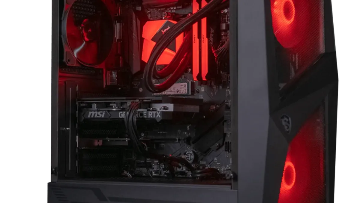 PC gamer Powered by MSI avec ventilateurs RGB rouges