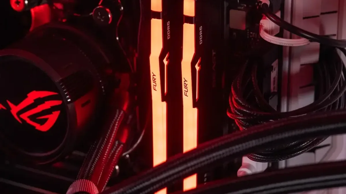 DDR5 RAM sticks installed in a gaming PC