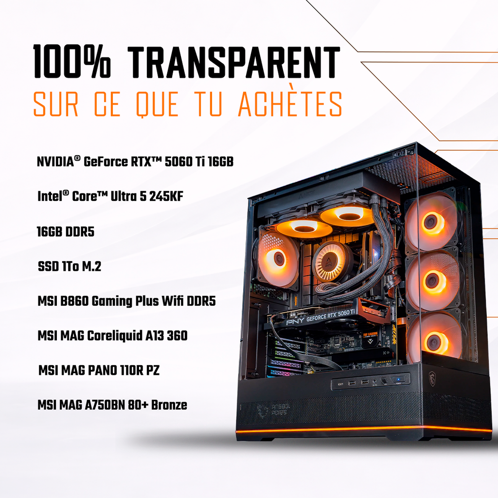 PC Rubis GeForce RTX™ 5060 Ti 16GB Powered by MSI