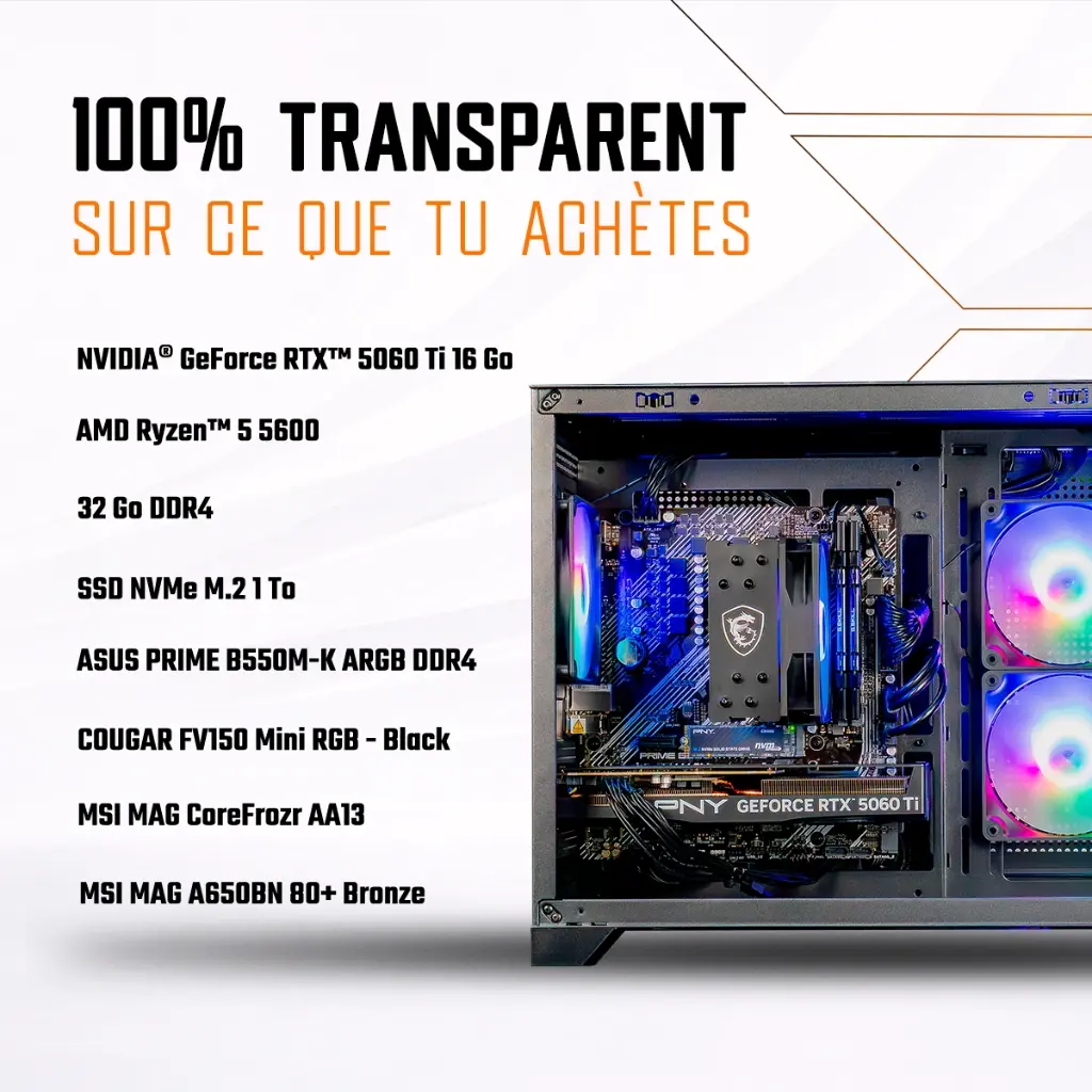 PC Mirage GeForce RTX™ 5060 Ti Powered by MSI