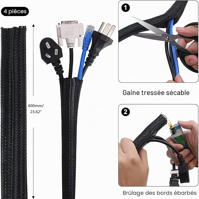 SOULWIT - Kit complet de gestion des câbles - 200 pièces - Black
