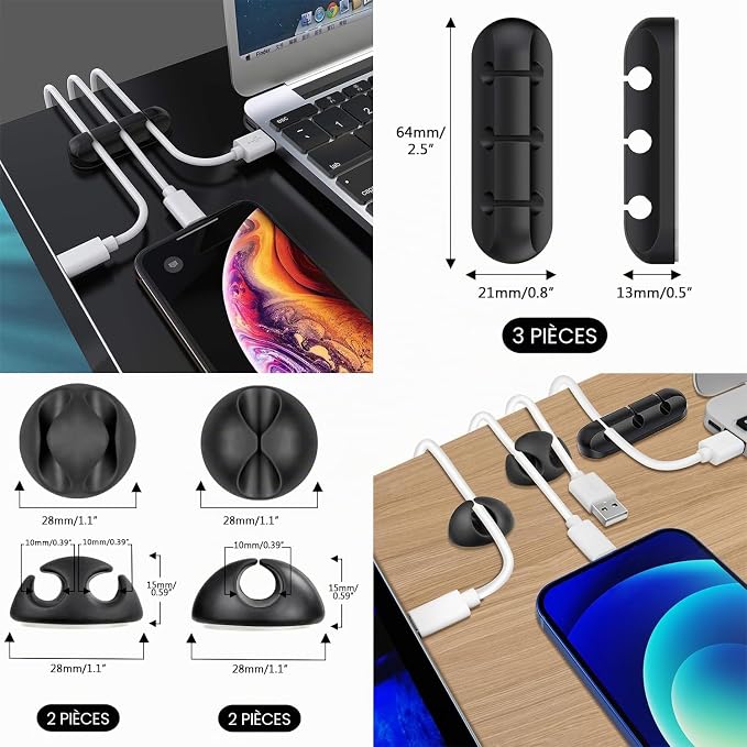SOULWIT - Kit complet de gestion des câbles - 200 pièces - Black