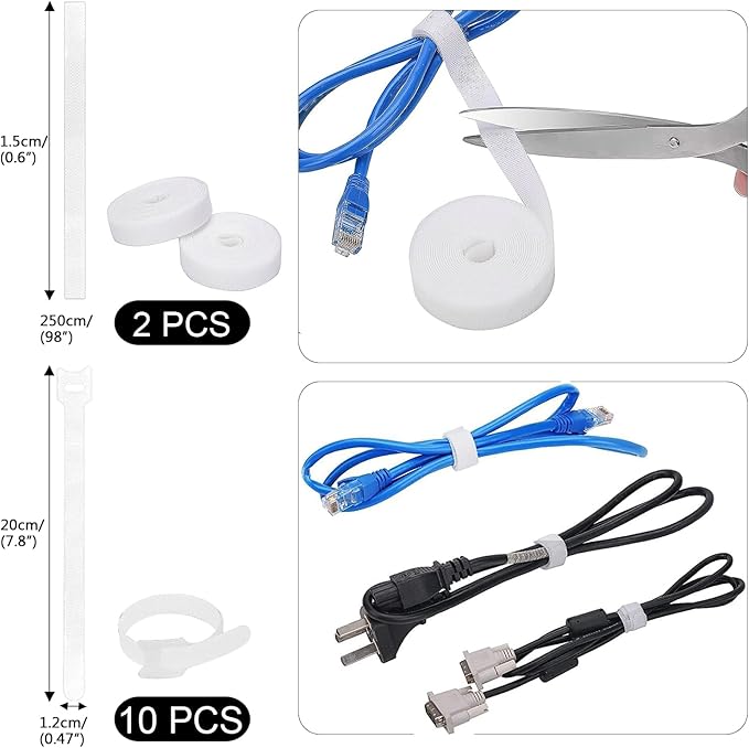 SOULWIT - Kit complet de gestion des câbles - 200 pièces - Blanc