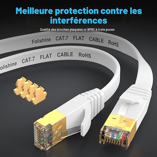 Câble Ethernet 10 m, Cat7 - White