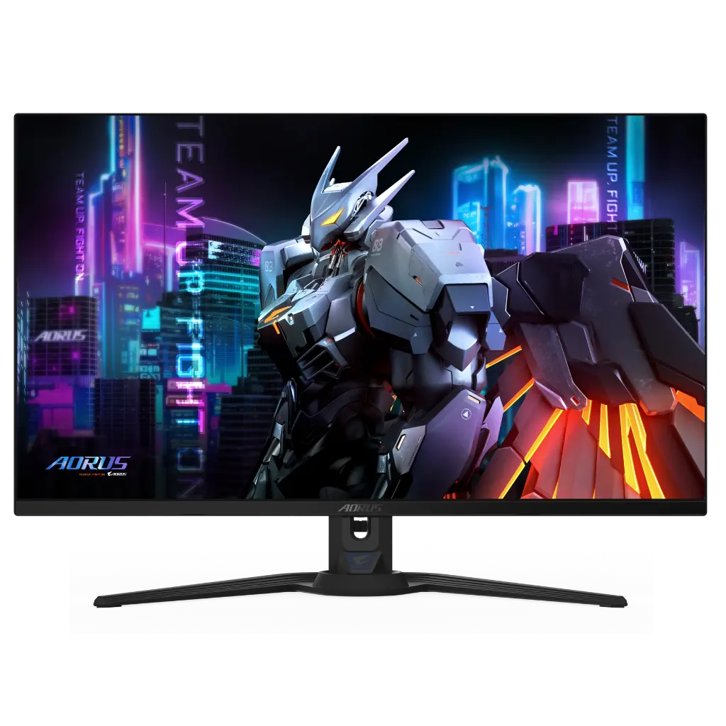 Écran PC gaming AORUS OLED avec design premium et affichage ultra-large, idéal pour le jeu vidéo.