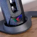 Détail du pied et du support de l'écran PC gaming AORUS avec finition noire et logo AORUS.