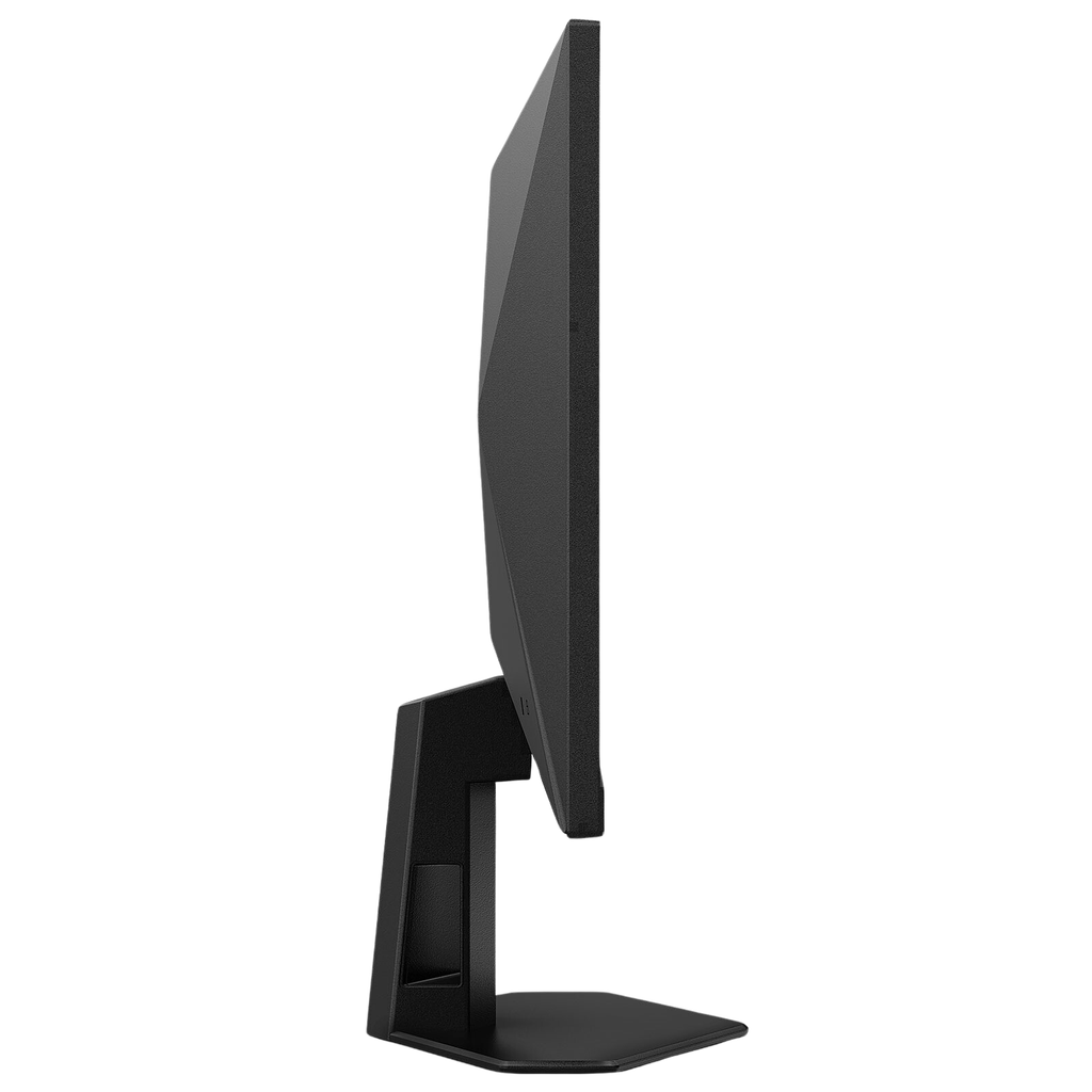 Vue de profil de l'écran PC gamer AOC 24 pouces Full HD avec son pied de support ergonomique robuste et son design plat ultra fin noir mat