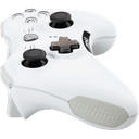 Vue arrière trois quarts manette MSI Force GC20 V2 blanche montrant le grip texturé gris et les boutons de tranches pour PC FlowUP