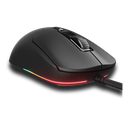 Vue de dessus de la souris gaming Cougar Minos NEO noire mettant en avant son éclairage RGB pour PC gamer FlowUP