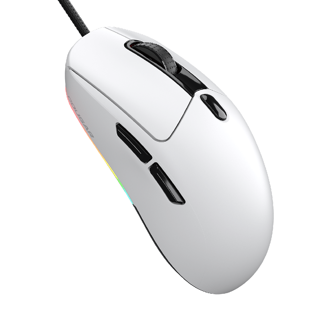 Souris gamer filaire Cougar Airblader blanche ultra légère au design ergonomique avec capteur optique haute précision pour FlowUP
