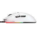 Vue latérale profilée souris gamer Cougar Airblader blanche avec boutons latéraux et éclairage LED RGB dynamique FlowUP