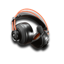 Vue de trois quarts casque gaming filaire Cougar Immersa Ti EX noir et orange avec micro antibruit et arceau suspendu FlowUP