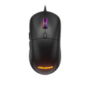 Vue de dessus souris gamer filaire Cougar Combat noire avec rétroéclairage LED RGB et capteur haute précision FlowUP