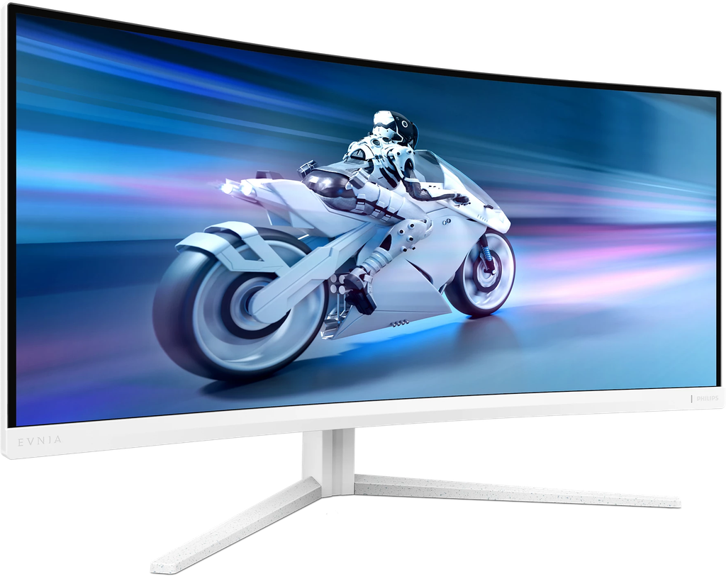 Écran PC gamer incurvé PHILIPS EVNIA 34 pouces blanc avec résolution UWQHD et taux de rafraîchissement 180Hz pour FlowUP