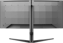 Vue arrière de l'écran PC gamer incurvé Philips Evnia 34 pouces montrant son pied ergonomique gris et son design texturé pour setup FlowUP