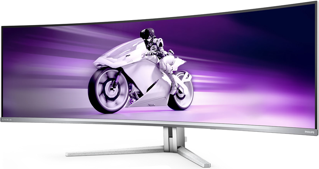 Écran PC gamer Philips Evnia 49 pouces QD OLED DQHD 240Hz incurvé 32 9 design blanc premium ultra immersif