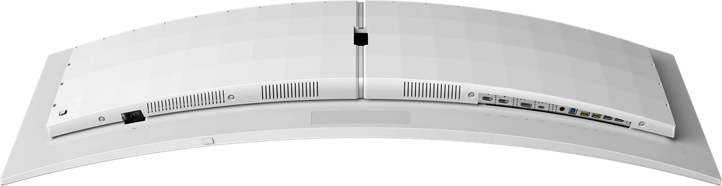 Connectiques arrière écran PC gamer Philips Evnia 49 pouces QD OLED DQHD 240Hz HDMI DisplayPort USB C hub et audio