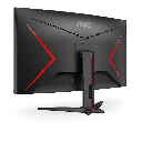 Vue arrière de l'écran PC gamer incurvé AOC 34 pouces WQHD 180Hz avec accents rouges et pied ergonomique pour setup FlowUP
