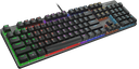 Vue de trois quarts clavier mécanique Cougar Ultimus EX noir avec rétroéclairage RGB multicolore et châssis en acier brossé FlowUP