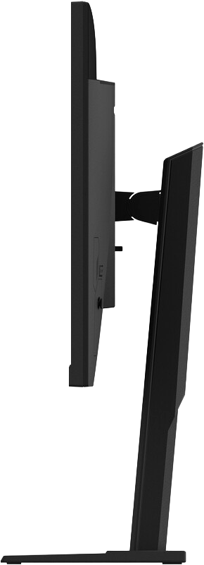 Vue de profil de l'écran PC gamer GIGABYTE M27UA 27 pouces UHD 4K avec pied ergonomique ajustable pour setup FlowUP