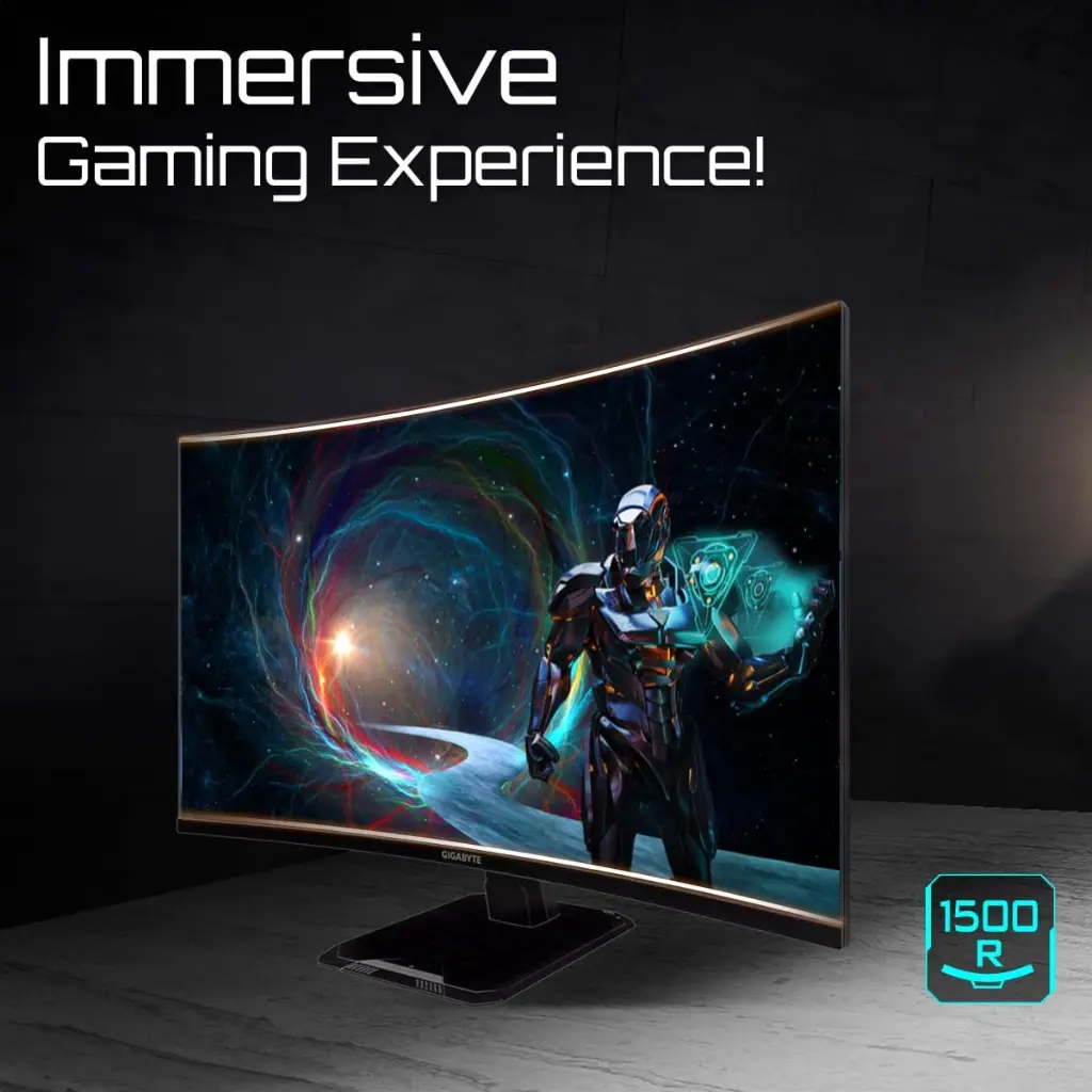 Écran PC gamer incurvé GIGABYTE GS32QCA avec courbure 1500R pour une immersion totale dans les jeux vidéo FlowUP