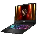 PC portable gamer MSI Katana 15 RTX 5070 Intel Core i7 14650HX 16Go DDR5 écran Full HD 144Hz vue trois quarts clavier RGB design noir