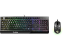 Vue de face ensemble clavier souris MSI Vigor GK30 Combo FR noir montrant les touches AZERTY rétroéclairées et la souris optique FlowUP