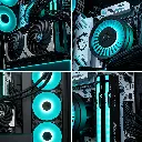 Composants internes du PC gamer Cheetoh Remastered avec watercooling Cooler Master et carte graphique GeForce RTX